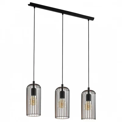 Подвесной светильник ROCCAMENA, 3х60W (E27), L730, B130, H1100, сталь, черный, медь