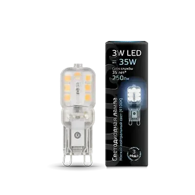 Лампа Gauss G9 AC220-240V 3W 250lm 4100K пластик LED 1/10/201