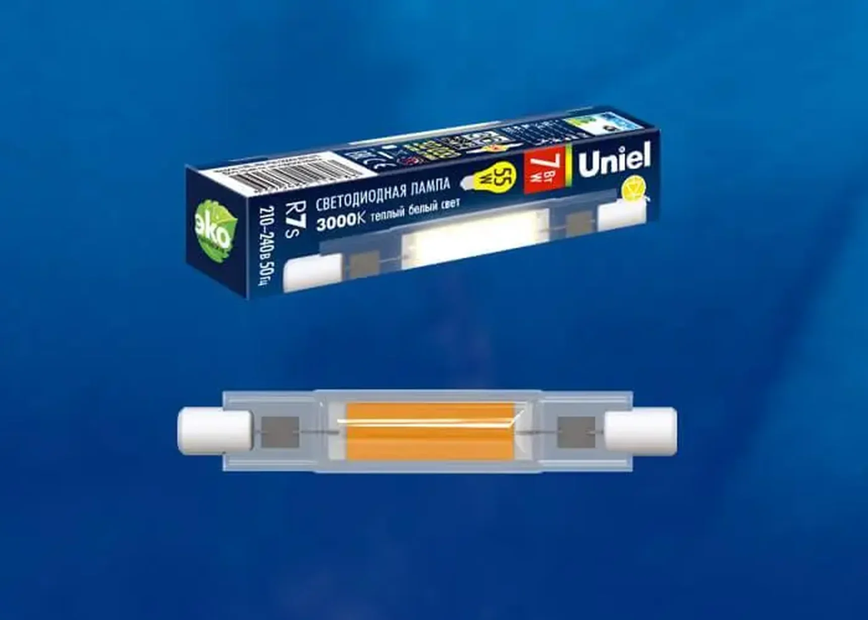 Лампа светодиодная Uniel R7s 7W 3000K прозрачная LED-J78-7W/3000K/R7s/CL GLZ07TR UL-00005061