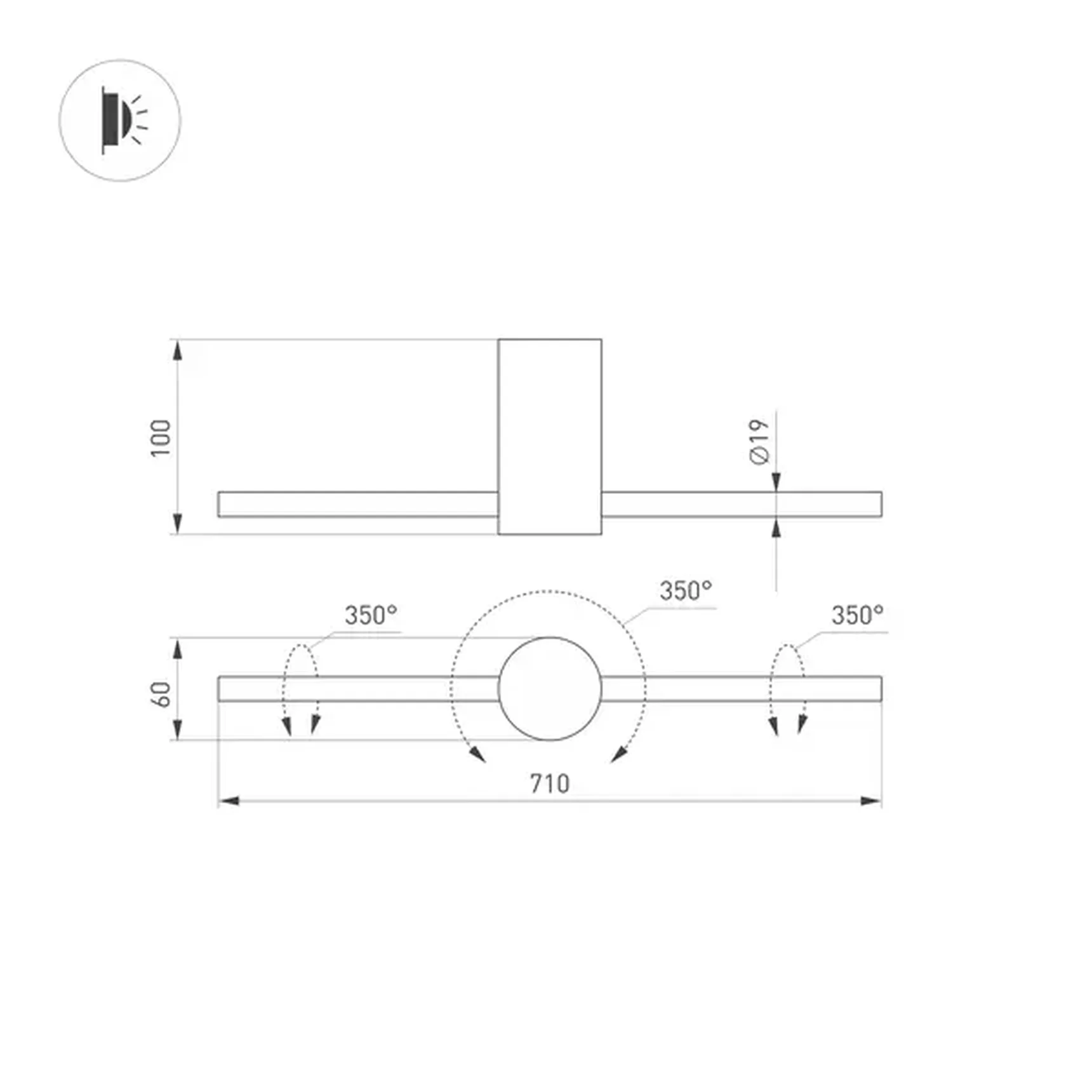 Светильник SP-PICASO-M-TURN-L700-12W Warm3000 (WH, 100 deg, 230V) (Arlight, IP20 Металл, 3 года)