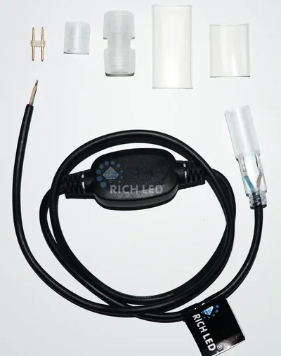 Комплект подключения для дюралайта (RL-DL-2W-100-240), до 50 метров, без вилки подключения, белый провод RL-220AC/DC-1-1A-NP-W