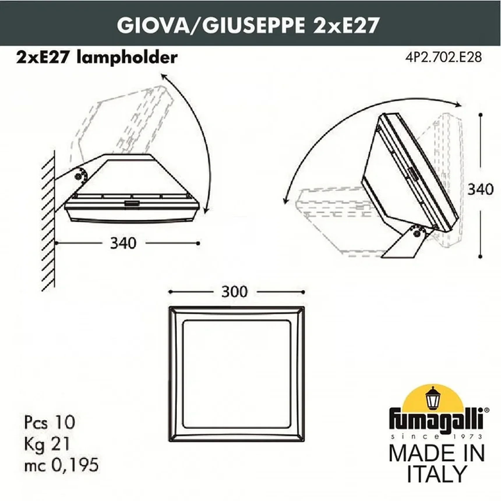 Уличное бра FUMAGALLI GIOVA/GUIZEPPE 4P2.702.000.WYF1R Белый