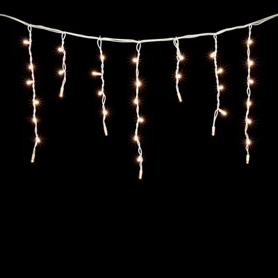 Гирлянда Бахрома 3,1 x 0,5 м Тепло-Белая 220В, 120 LED, Провод Белый Каучук, IP54