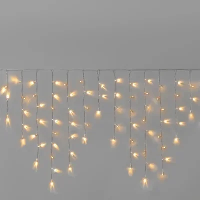 Гирлянда Бахрома INOXHUB 3х0.9м, 144 LED, 220В, IP65, прозрачный провод, ТЁПЛАЯ БЕЛАЯ