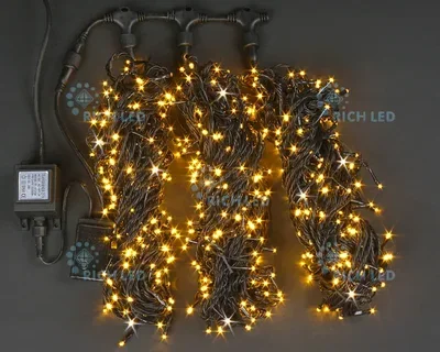 Светодиодный спайдер 600 LED, IP54, для улицы и помещения, провод черный, Свечение: мерцание, RL-S3*20F-B/Y