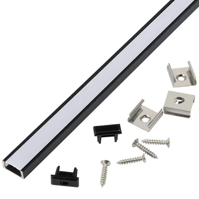 Профиль GAL-GLS-3000-7-16-B черный (3м профиль+3м рассеиватель+2 заглушки+6 скоб с шурупами)