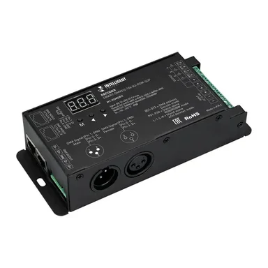 INTELLIGENT ARLIGHT Декодер SMART-DMX512-104-83-RDM-SUF (12-48V, 4x8A, XLR3/RJ45) (IARL, IP20 Металл, 5 лет)