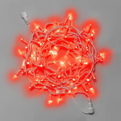 Светодиодная гирлянда INOXHUB Нить 10м, 100 LED, соединяемая, 24В, IP65, белый резиновый провод 3.3мм, КРАСНАЯ