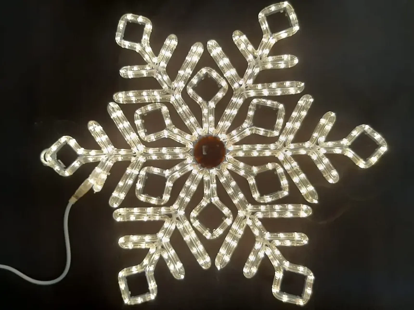 Светодиодная снежинка Rich LED, теплый белый, дюралайт на металлокаркасе, 70 см, 360 LED, 24В