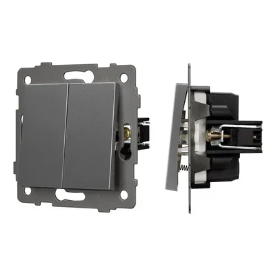 Механизм выключателя двухклавишный самовозвратный SWT-MKR2-PL-GR-V (250V, 10A) (Arlight, -)