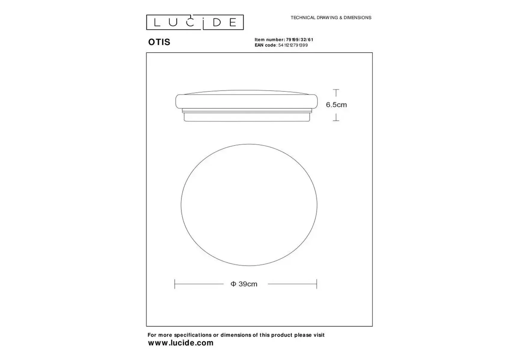 Потолочный светодиодный светильник Lucide Otis 79199/32/61