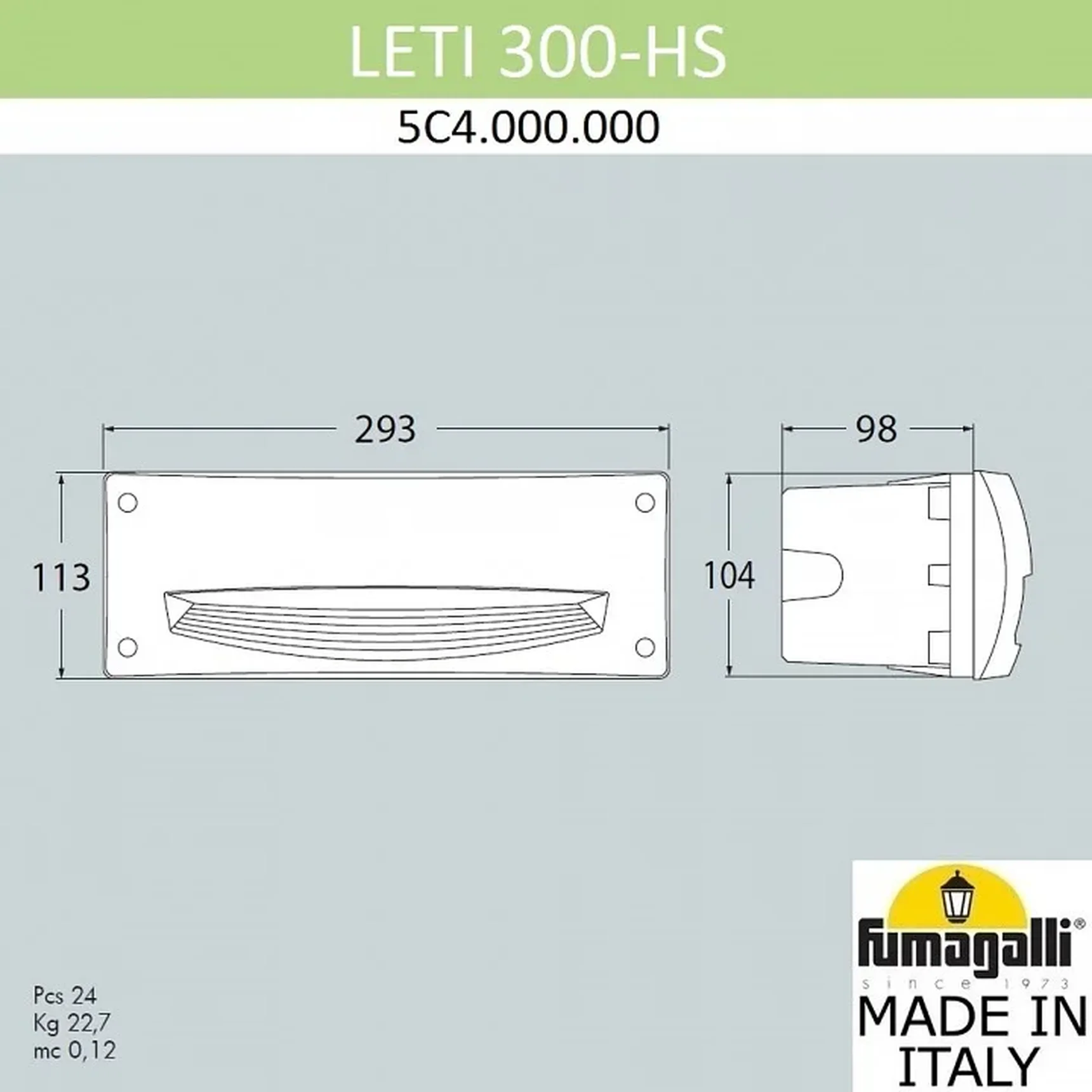 Светильник для подсветки лестниц встраиваемый FUMAGALLI LETI 300-HS 5C4.000.000.AYF1R Черный