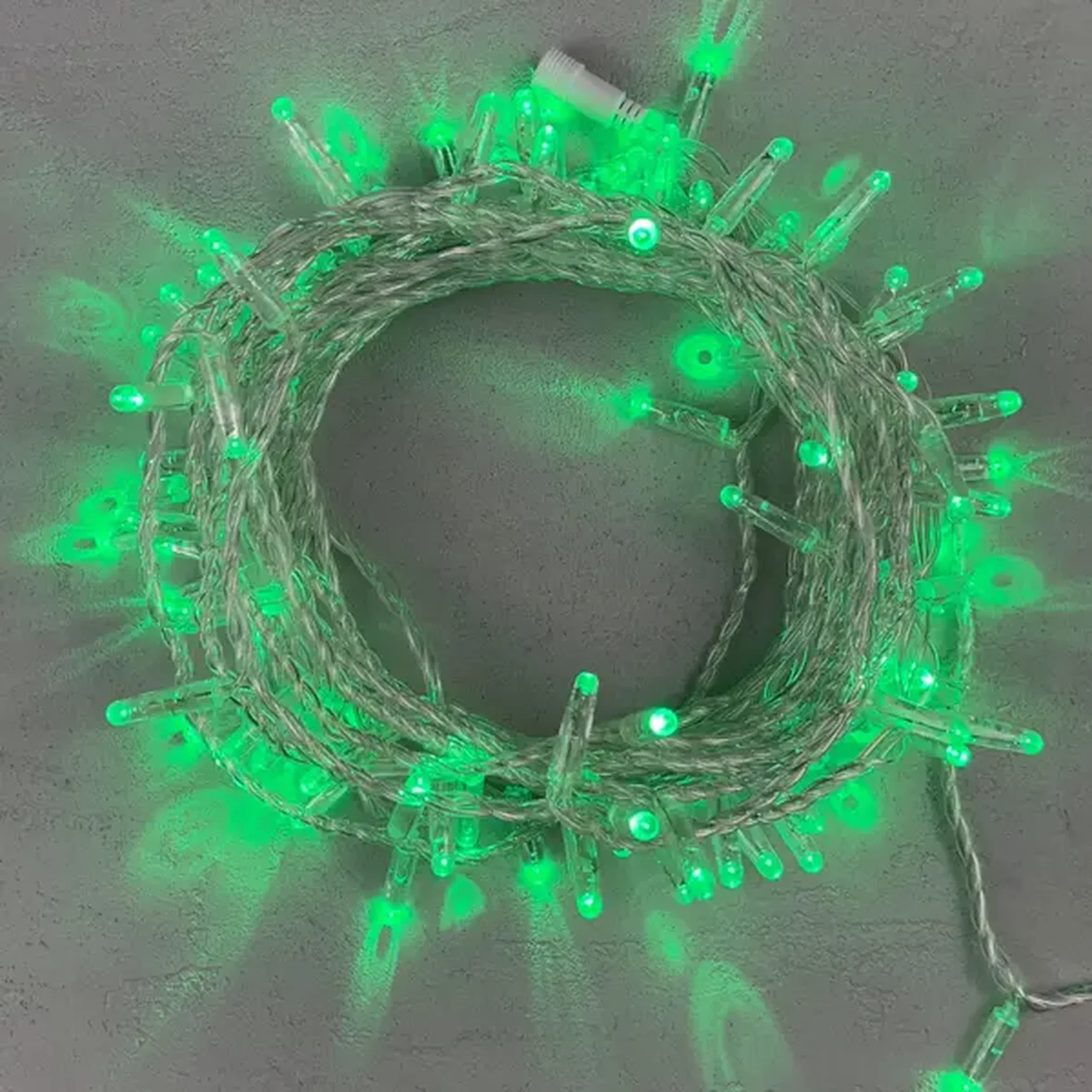 Гирлянда Нить с Колпачком 10м Зеленая 24В, 100 LED, Провод Прозрачный ПВХ, IP65
