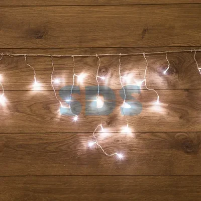 Гирлянда Айсикл (бахрома) светодиодный, 1,8 х 0,5 м, Прозрачный провод, 230 В, диоды белые