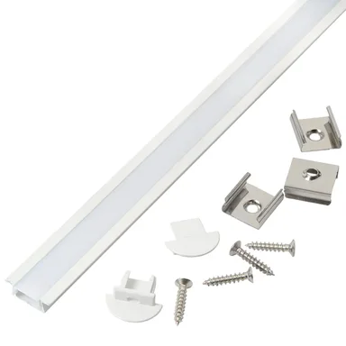 Профиль GAL-GLS-1000-7-22-W белый (1м профиль+ рассеиватель+2 заглушки+2 скобы с шурупами)