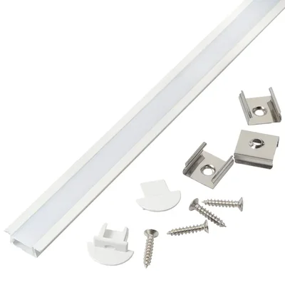 Профиль GAL-GLS-1000-7-22-W белый (1м профиль+ рассеиватель+2 заглушки+2 скобы с шурупами)