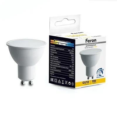 Лампа светодиодная диммируемая Feron LB-561 MR16 GU10 9W 230V 2700K, 51061