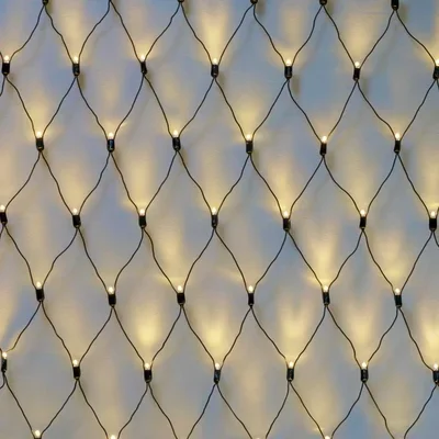 Гирлянда Сетка INOXHUB 2×3м, 388 LED, 220В, IP65, соединяемая, с контроллером 8 режимов, черная резина 2.3мм, ТЁПЛЫЙ БЕЛЫЙ