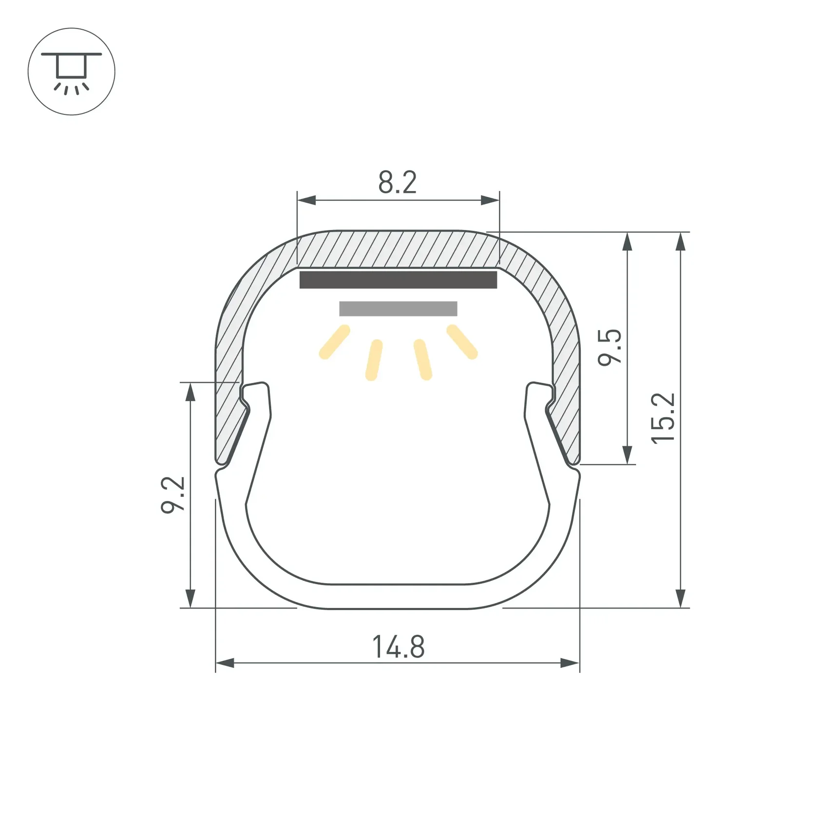 Профиль LINE-D-1515-2000 SQUARE ANOD (Arlight, Алюминий) 061083