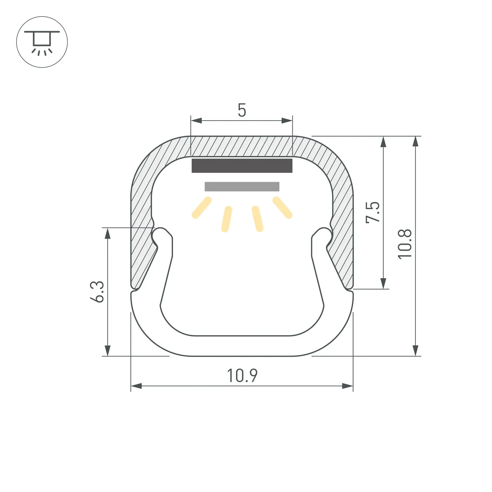 Профиль LINE-D-1111-2000 SQUARE ANOD (Arlight, Алюминий) 061084