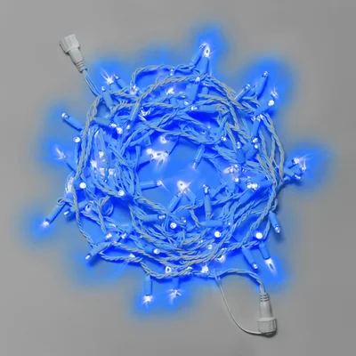 Светодиодная гирлянда INOXHUB Нить 10м, 100 LED, соединяемая, 24В, IP65, белый резиновый провод 3.3мм, СИНЯЯ