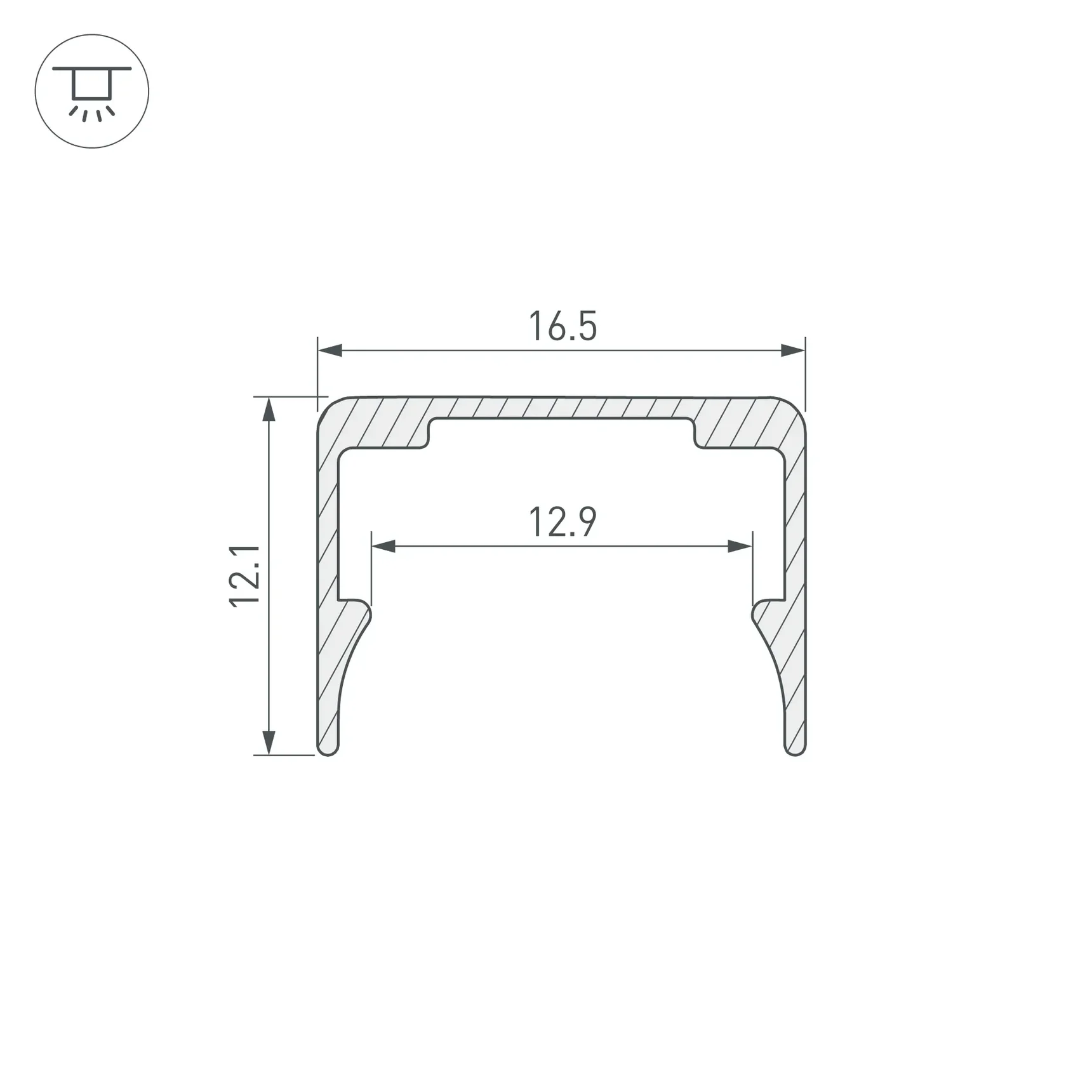 Профиль WPH-FLEX-1414-1000 ANOD (Arlight, Алюминий) 062506