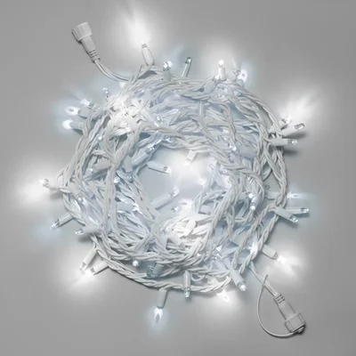 Нить 10м, 100 LED, соединяемая, с мерцанием, 24В, IP65, белый резиновый провод 3.3мм, БЕЛАЯ