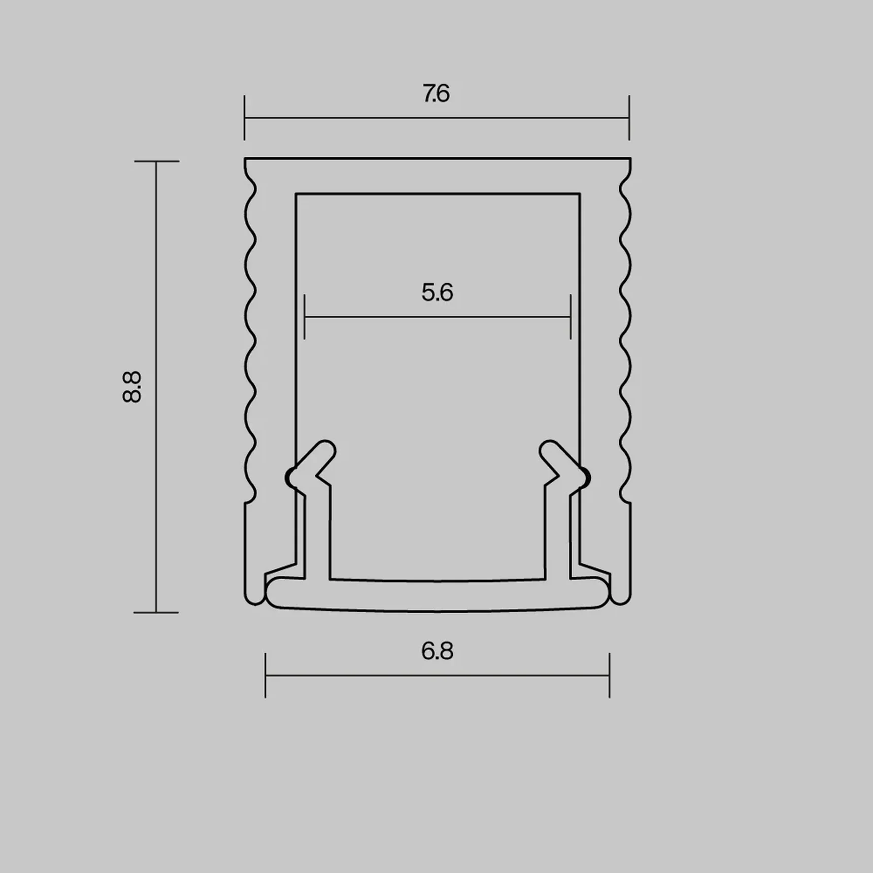 Алюминиевый профиль накладной 8x9 (Серебро, 2 м), ALM-0809-S-2M 631010