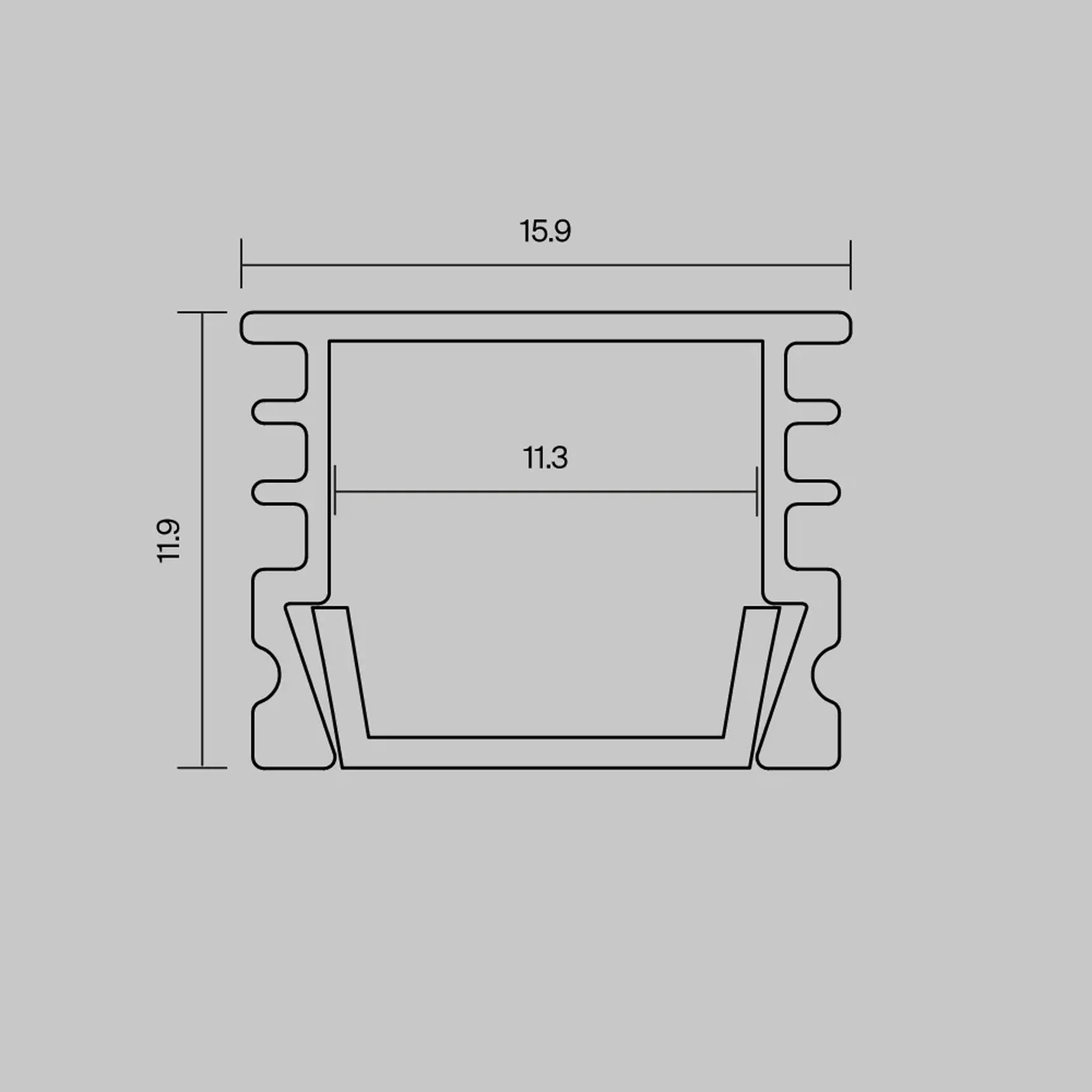 Алюминиевый профиль накладной 16x12 (Серебро, 2 м), ALM-005-S-2M 631012
