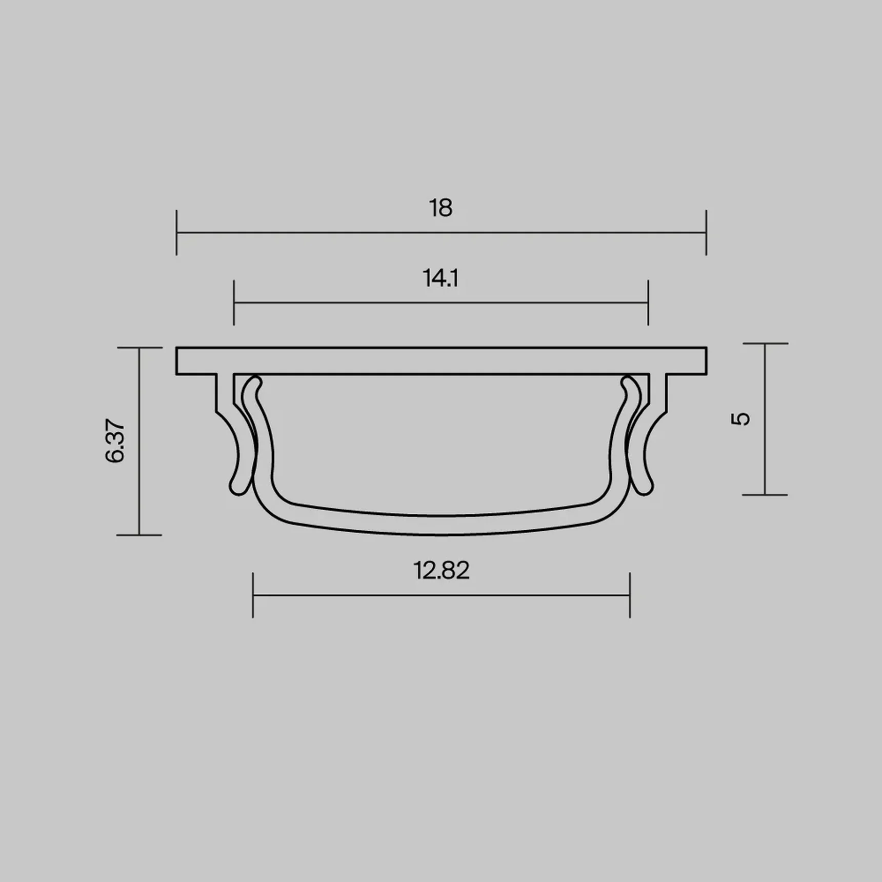 Алюминиевый профиль накладной с вертикальным изгибом 18x6 (Серебро, 2 м), ALM-1806-S-2M 631016