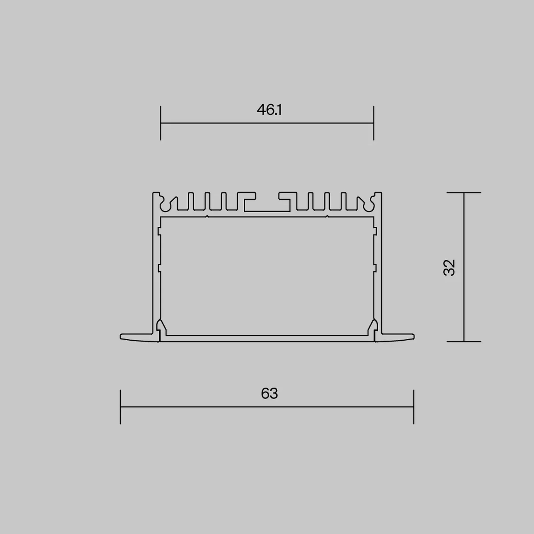Алюминиевый профиль встраиваемый ALM-6332-S-2M