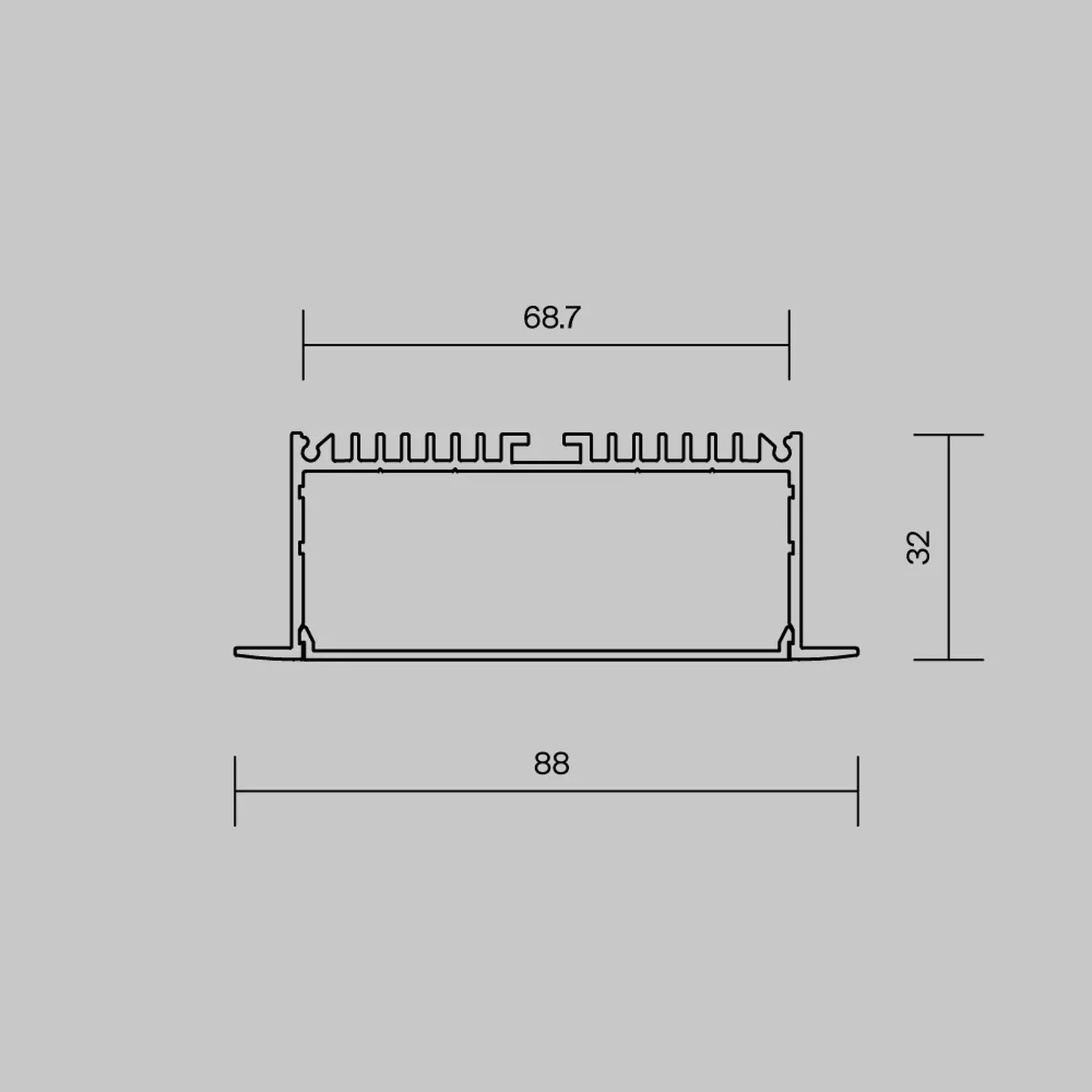 Алюминиевый профиль встраиваемый ALM-8832-S-2M