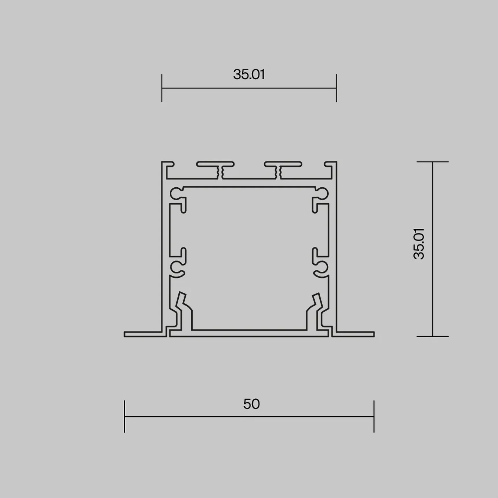 Алюминиевый профиль встраиваемый с накладным фланцем 50x35 (Черный, 2 м), ALM-5035T-B-2M 632012