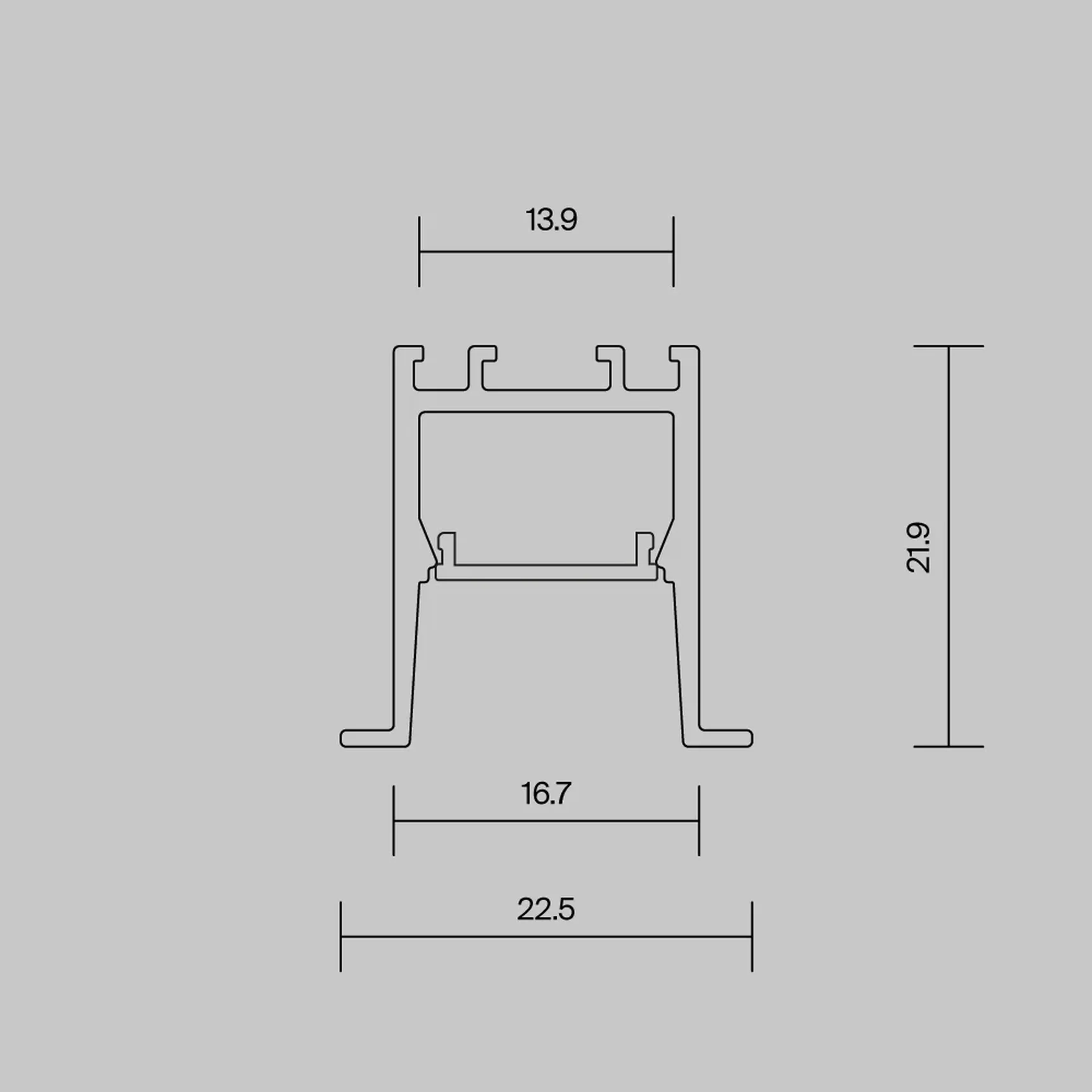 Алюминиевый профиль встраиваемый скрытого монтажа 22x22 (Черный, 2 м), ALM-2222-B-2M 632013