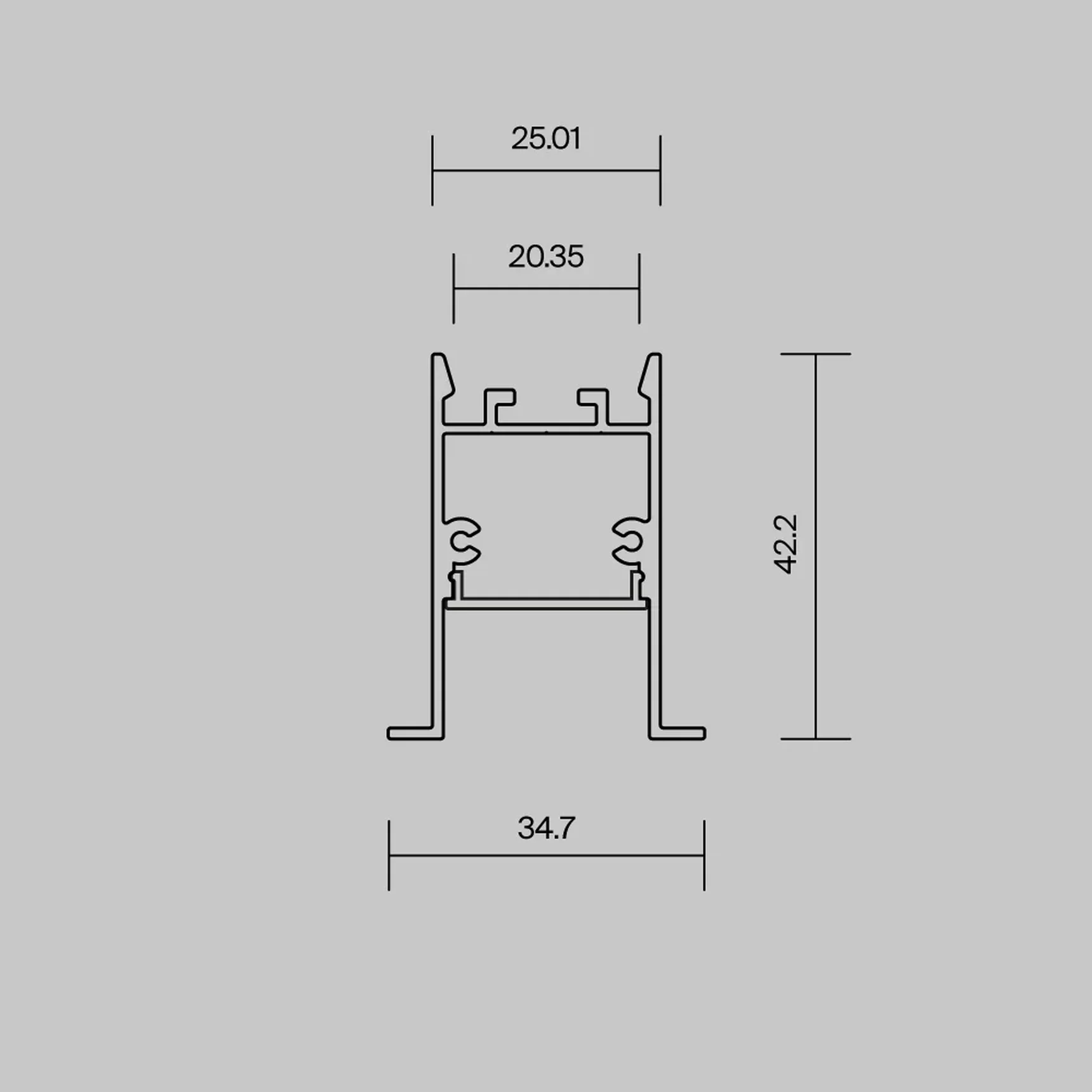 Алюминиевый профиль встраиваемый скрытого монтажа 35x42 (Черный, 2 м), ALM-3542-B-2M 632015