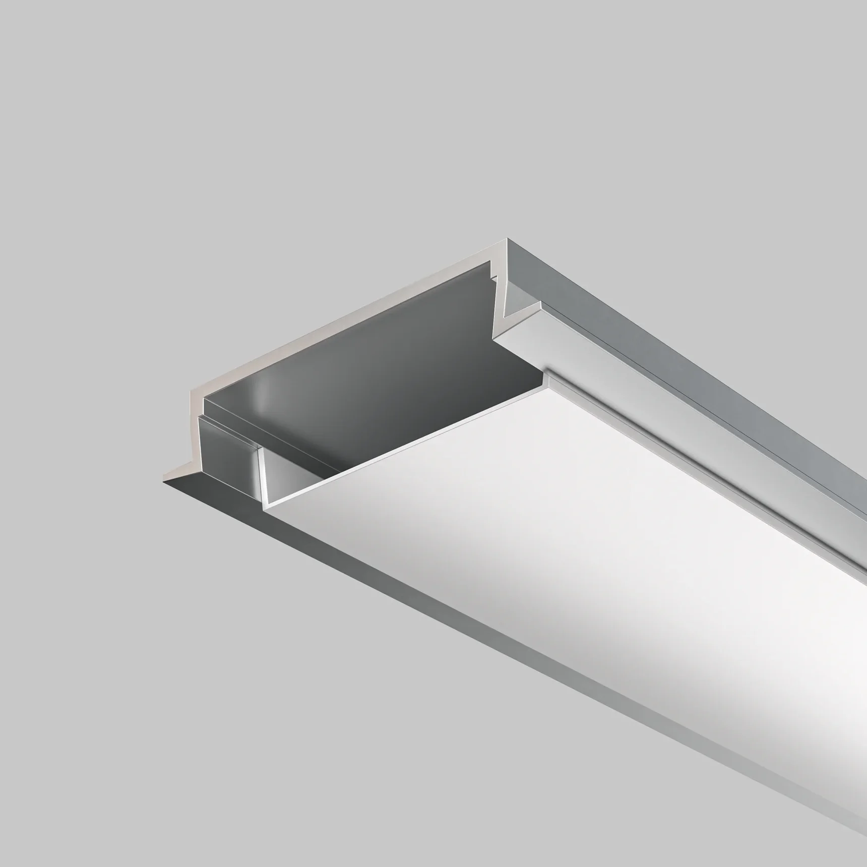 Алюминиевый профиль встраиваемый с накладным фланцем 30x6 (Серебро, 2 м), ALM-3006-S-2M 632018