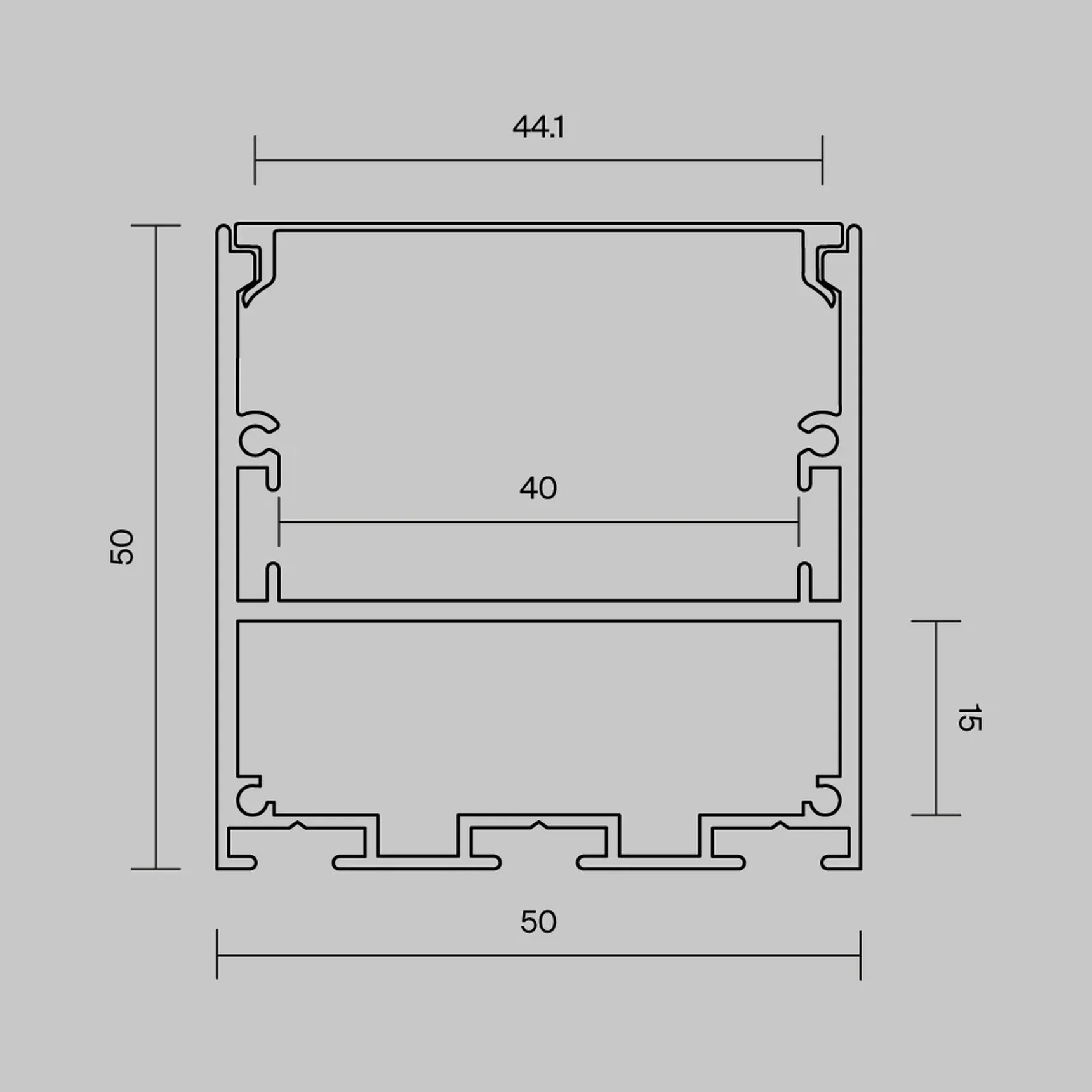 Алюминиевый профиль накладной-подвесной 50x50 (Черный, 2 м), ALM-5050T-B-2M 633008