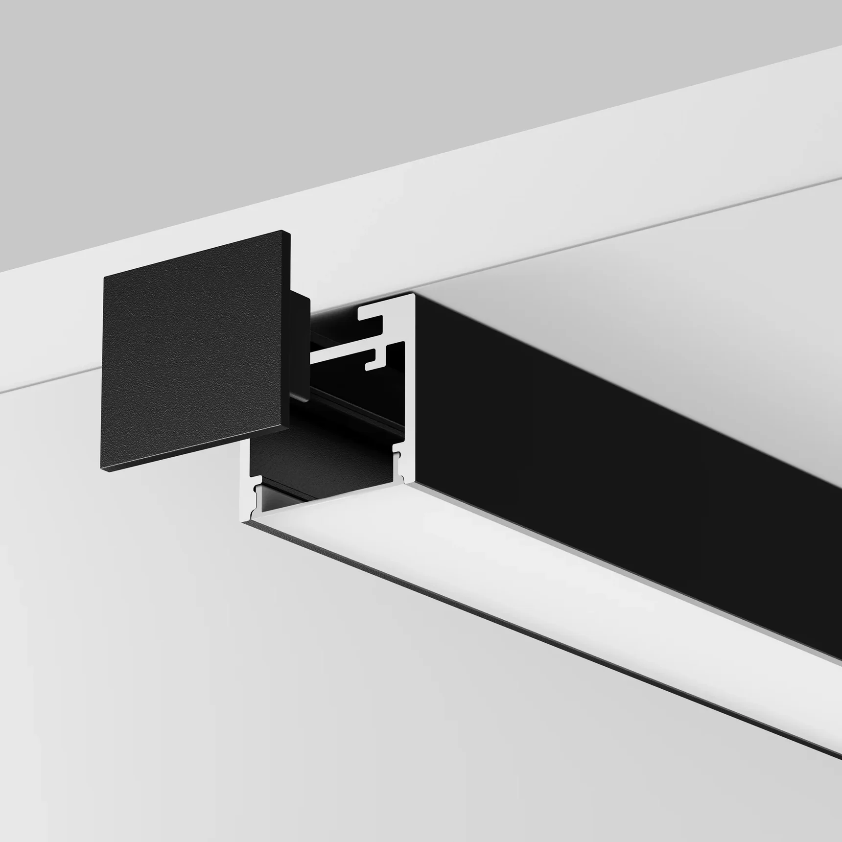 Алюминиевый профиль накладной-подвесной 25x22 (Черный, 2 м), ALM-2522-B-2M 633013