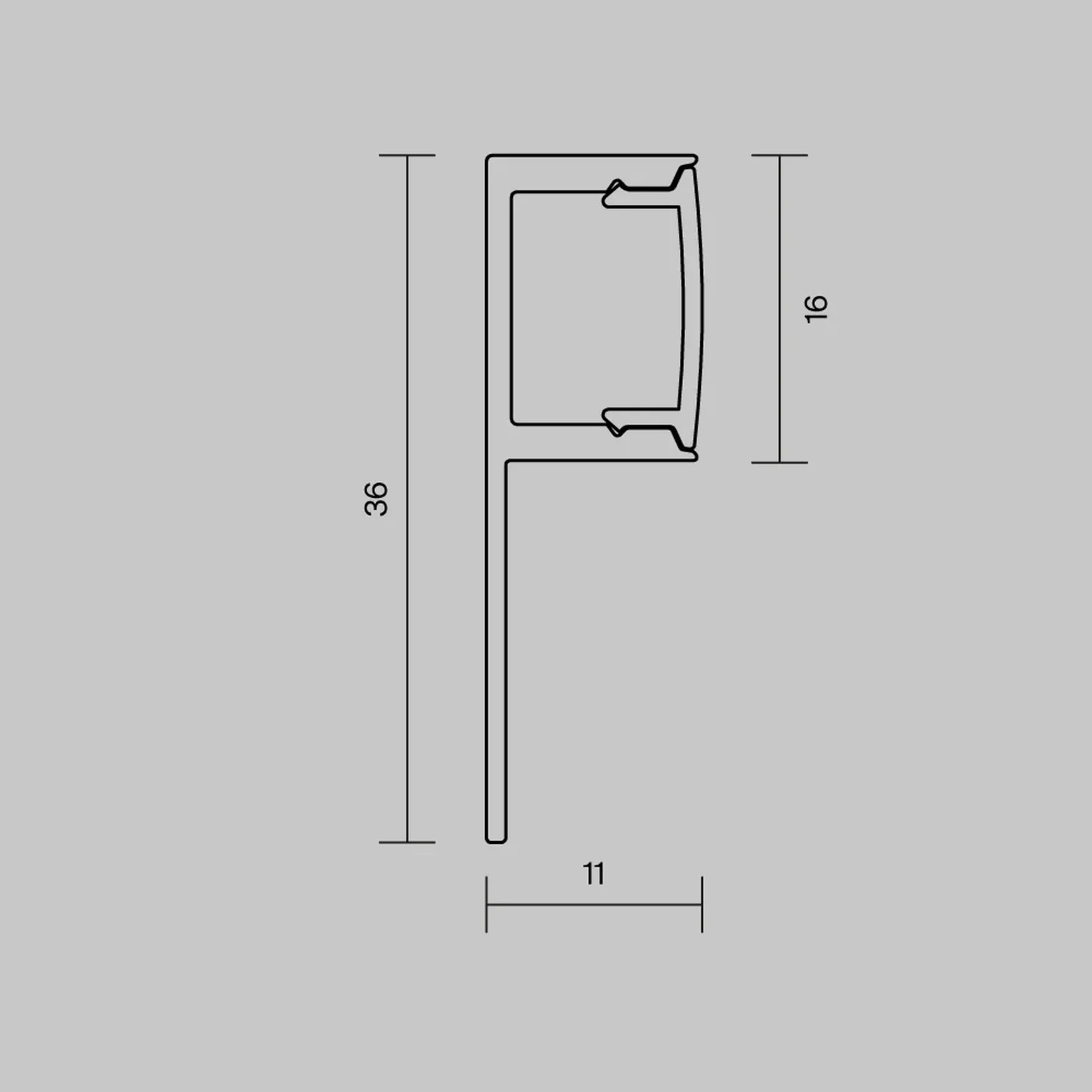Алюминиевый профиль встраиваемый ALM-3611-S-2M