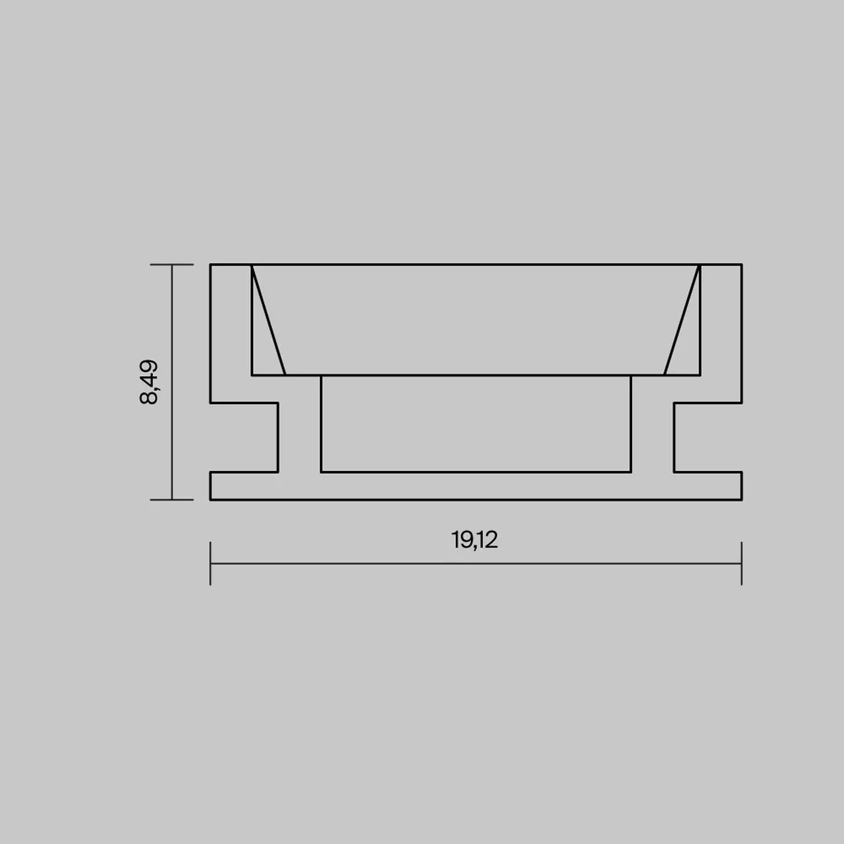 Алюминиевый профиль встраиваемый в пол ALM-1908-S-2M