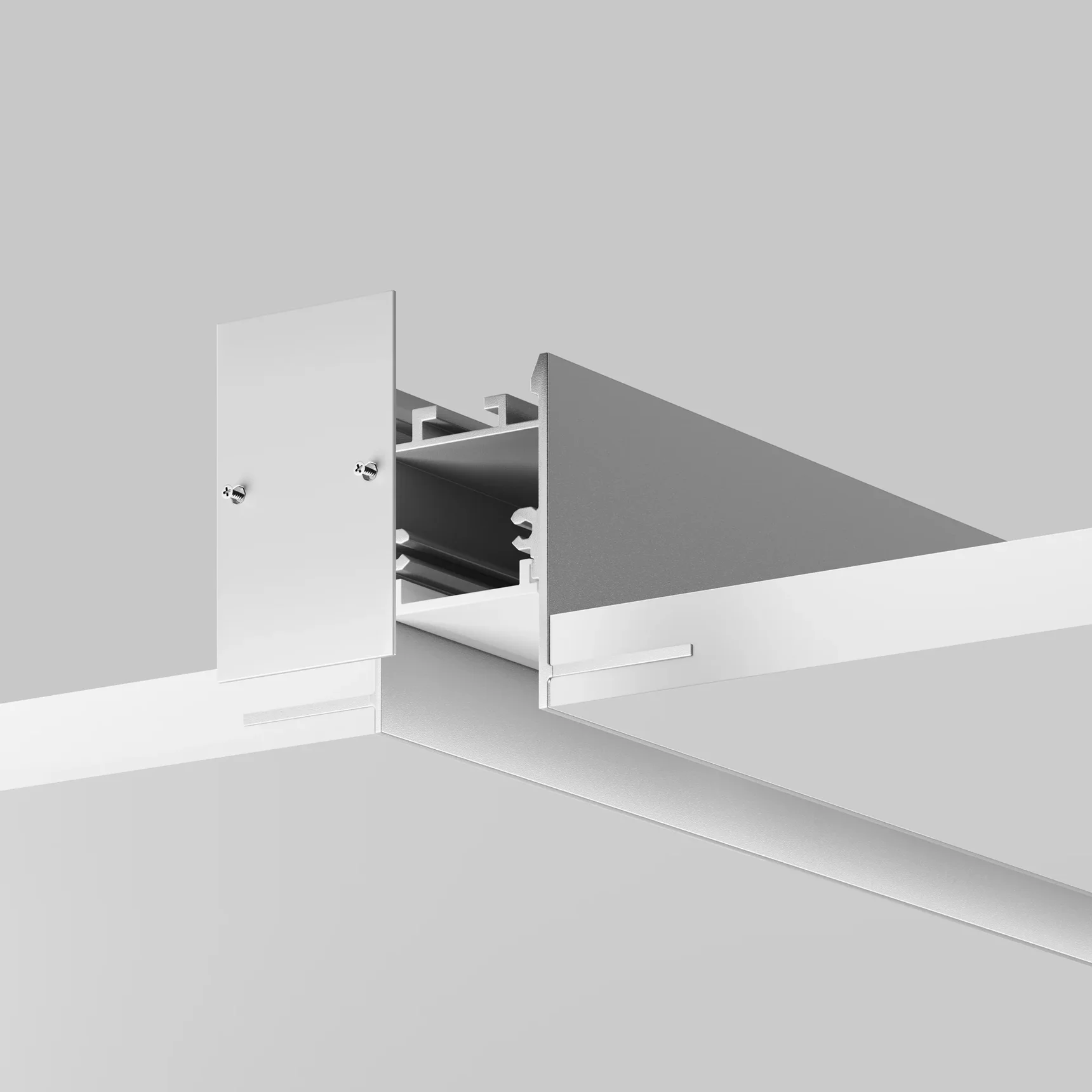 Алюминиевый профиль встраиваемый скрытого монтажа 65x42 (Серебро, 2 м), ALM-6542-S-2M 636012