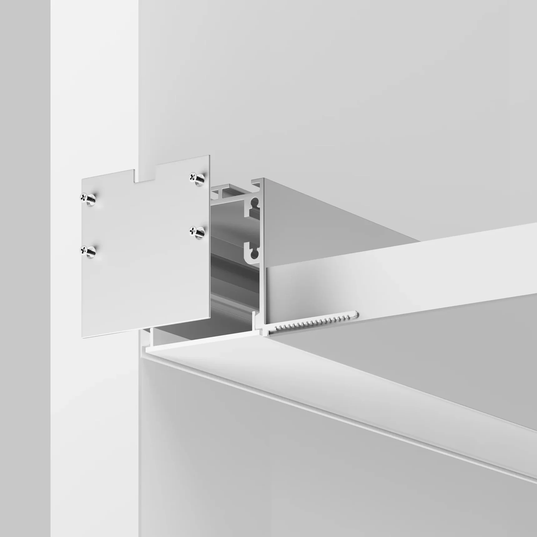 Алюминиевый профиль встраиваемый скрытого монтажа 59x59 (Серебро, 2 м), ALM-5959-S-2M 636014