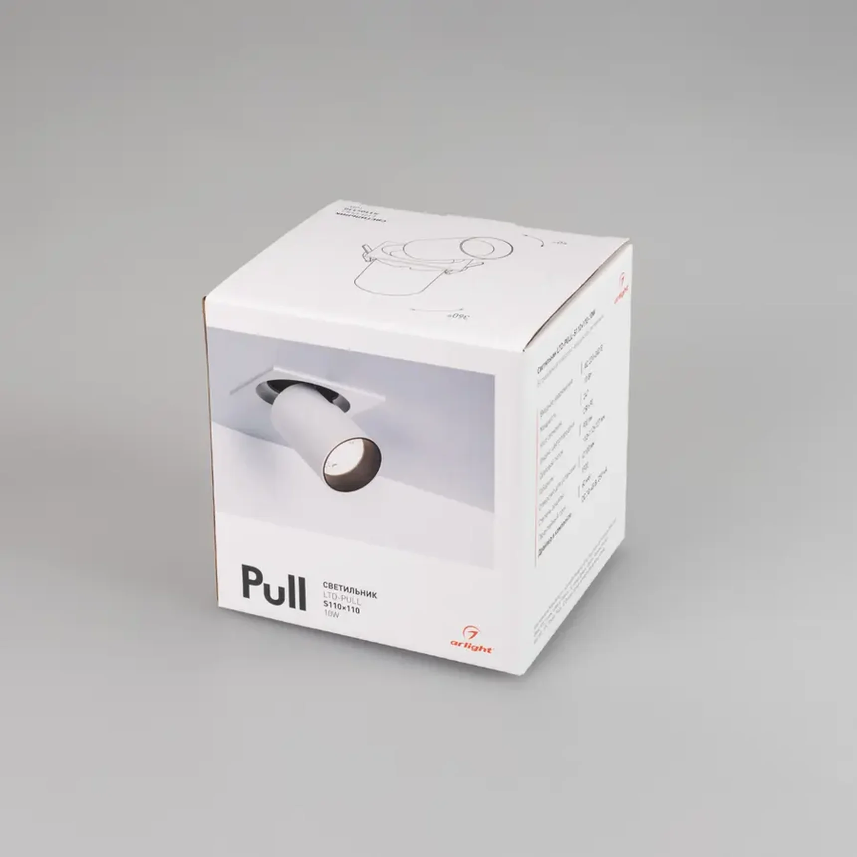 Светильник LTD-PULL-S110x110-10W Day4000 (WH, 24 deg, 230V) (Arlight, IP20 Металл, 5 лет)
