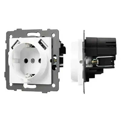 Механизм розетки с USB зарядкой SCT-MUAA-PL-WH-V (250V, 16A) (Arlight, -)