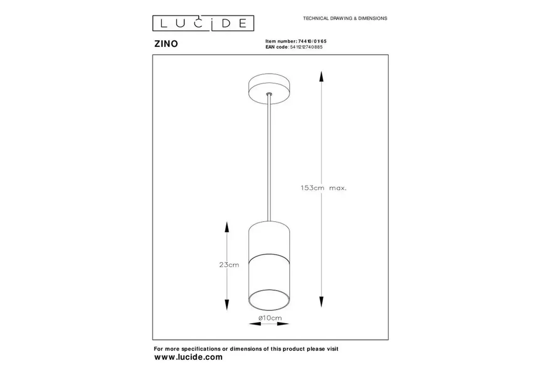Подвесной светильник Lucide Zino 74410/01/65
