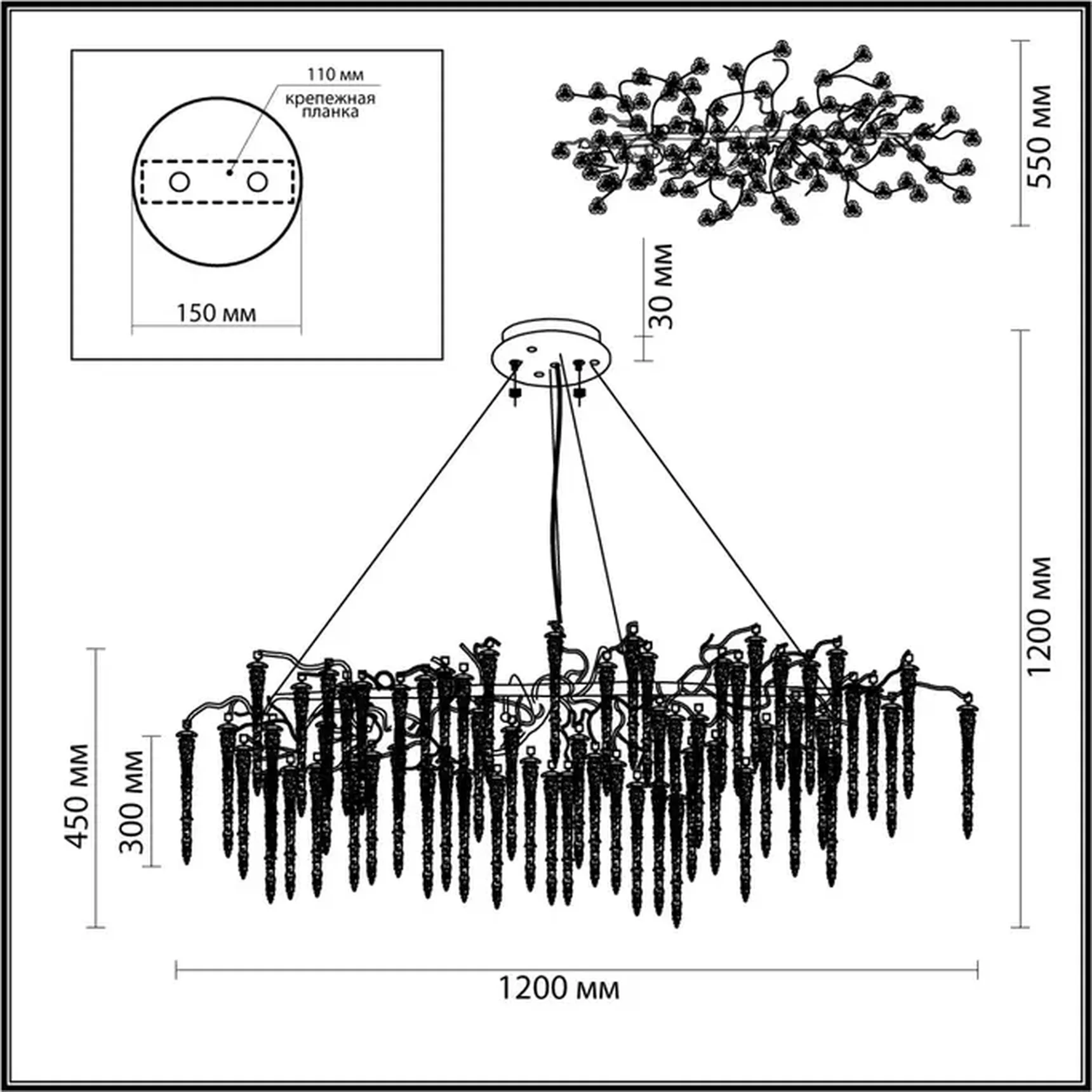 5004/12 HALL ODL23 636 серебристый/прозрачный металл/хрусталь Люстра G9 12*40W BANCHE