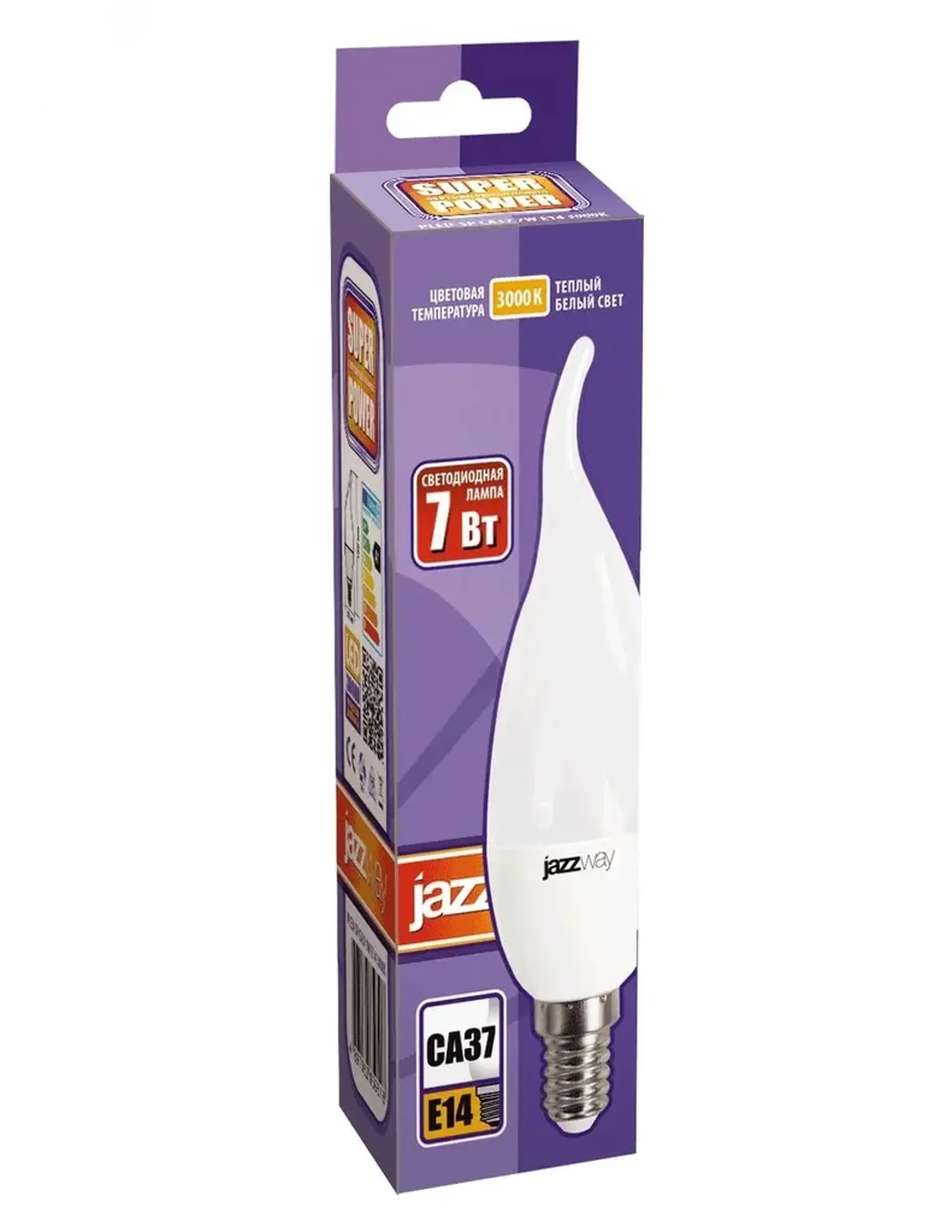 Лампа светодиодная PLED POWER, PLED-SP CA37 7w E14 3000K