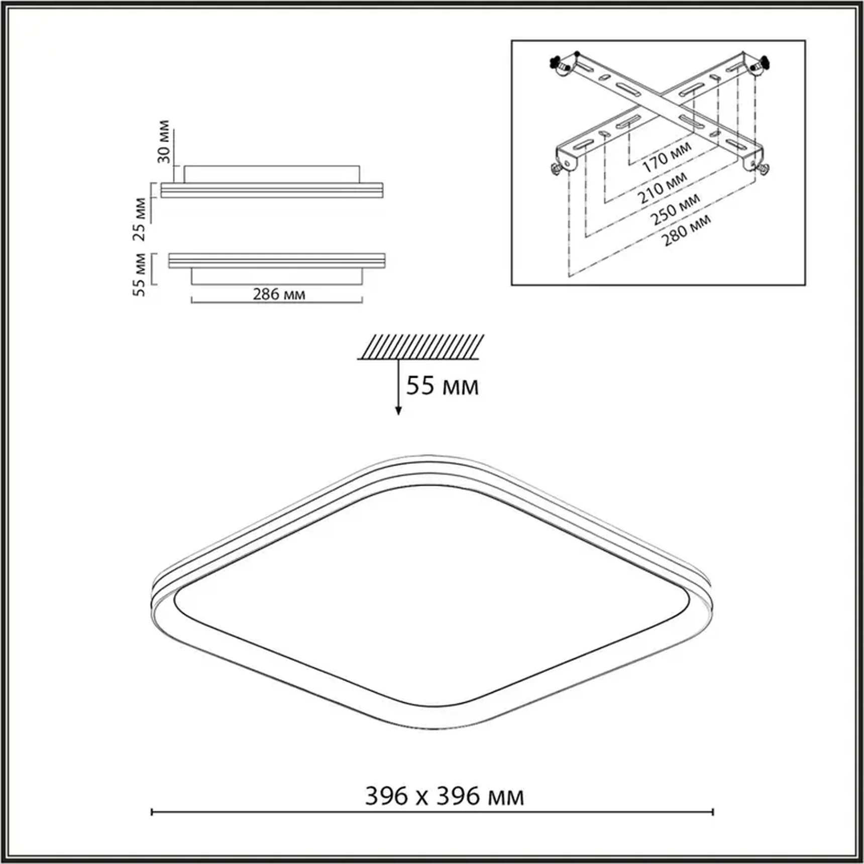 7750/72L MITRA LED SN Светильник металл/PMMA/белый LED 72Вт 3000-6000К 396х396 IP20 пульт ДУ BETA