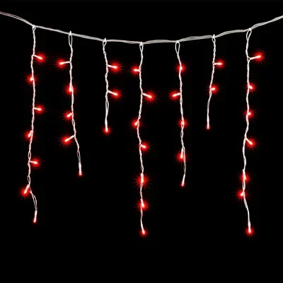 Гирлянда Бахрома 3,1 x 0,5 м Красная 220В, 150 LED, Провод Прозрачный ПВХ, IP54