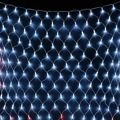 Светодиодная Сеть 2 x 2 м Разноцветная с Контроллером 220В, 400 LED, Провод Белый Каучук, IP54